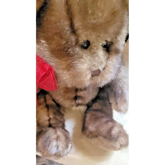 Gund Teddy Bear Mink faux fur PLUSH MINT condition 16" Soft minky fur Gund w Red - Picture 6 of 12